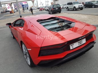 Red Lamborghini Aventador S for rent in Dubai 2