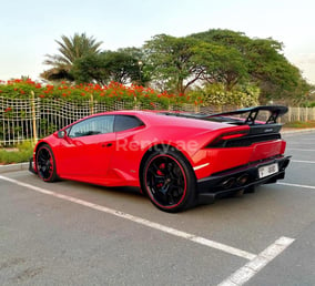 Red Lamborghini Huracan for rent in Dubai 0