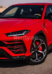 Red Lamborghini Urus for rent in Dubai 2