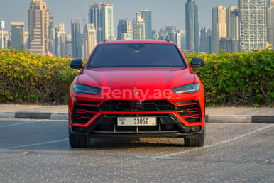 Red Lamborghini Urus for rent in Dubai 0
