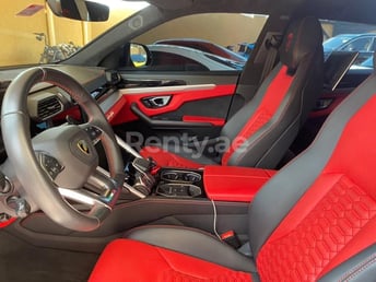 Red Lamborghini Urus for rent in Abu-Dhabi 3