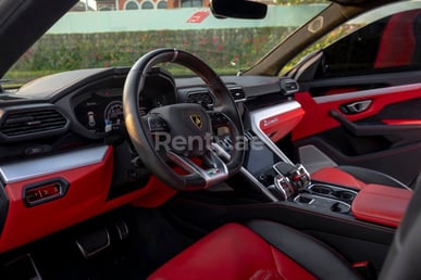 Red Lamborghini Urus for rent in Abu-Dhabi 4