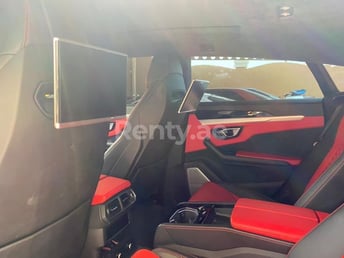 Red Lamborghini Urus for rent in Abu-Dhabi 5