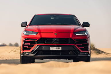 Red Lamborghini Urus for rent in Dubai 0