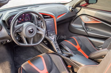 Red McLaren 720 S Spyder for rent in Dubai 4