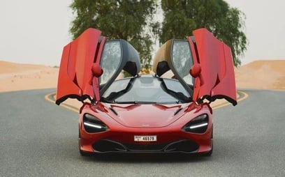 Red McLaren 720 S for rent in Abu-Dhabi