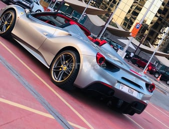Silver Grey Ferrari 488 Spyder for rent in Dubai 1
