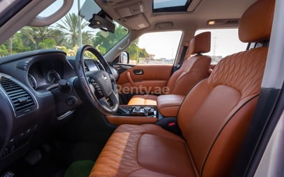 Silver Grey Nissan Patrol Platinum V6 for rent in Dubai 3