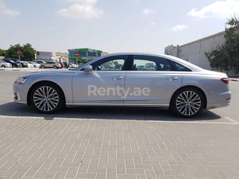 Silver Audi A8 55TFSI for rent in Sharjah 1