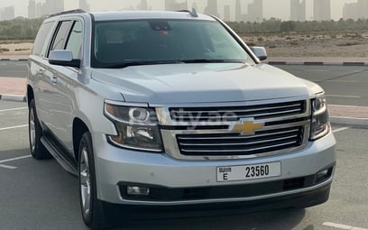 Silver Chevrolet Suburban for rent in Sharjah