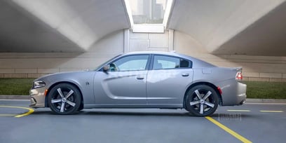 Silver Dodge Charger V8 for rent in Dubai 3