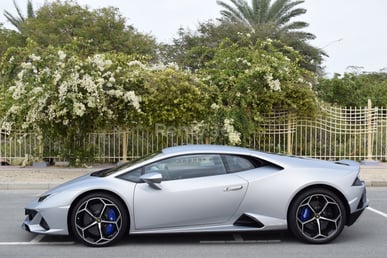 Silver Lamborghini Evo for rent in Dubai 3