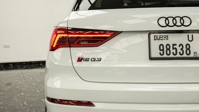 White Gray 2021 Audi Q3 with RS3 bodykit for rent in Abu-Dhabi 4