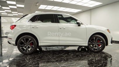 White Gray 2021 Audi Q3 with RS3 bodykit for rent in Dubai 5