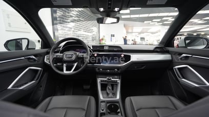 White Gray 2021 Audi Q3 with RS3 bodykit for rent in Sharjah 6