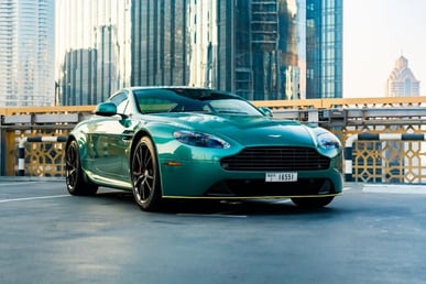 Green Aston Martin Vantage for rent in Dubai 0