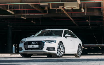 White Audi A6 for rent in Abu-Dhabi