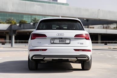 White Audi Q5  45TFSI quattro for rent in Dubai 2