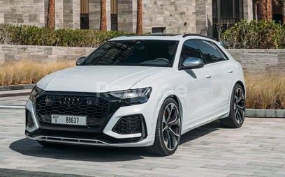 White Audi RSQ8 for rent in Sharjah