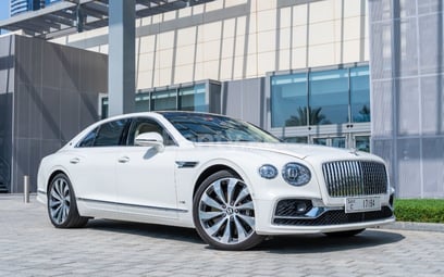 White Bentley Flying Spur for rent in Abu-Dhabi