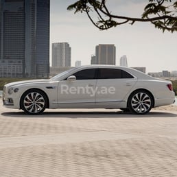 White Bentley Flying Spur for rent in Dubai 0