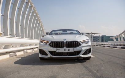 White BMW 840i cabrio for rent in Dubai 0