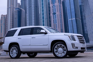 White Cadillac Escalade Platinum for rent in Dubai 0