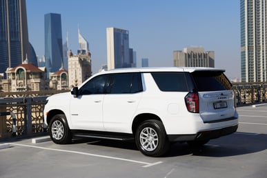 White Chevrolet Tahoe for rent in Dubai 2