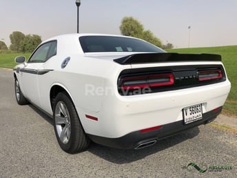 White Dodge Challenger for rent in Dubai 0