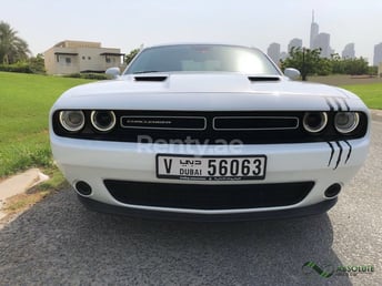 White Dodge Challenger for rent in Dubai 2