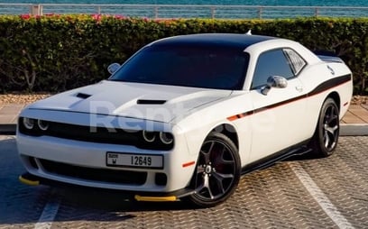 White Dodge Challenger for rent in Dubai