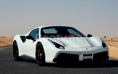 White Ferrari 488 Spyder for rent in Abu-Dhabi