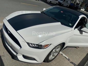 White Ford Mustang Coupe for rent in Dubai 0