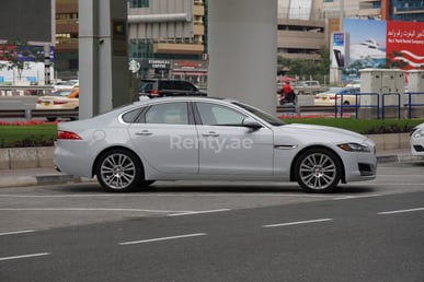 White Jaguar XF for rent in Dubai 2