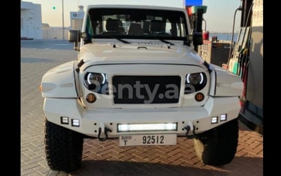 White Jeep Wrangler for rent in Dubai