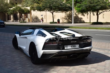 White Lamborghini Aventador S Roadster for rent in Dubai 0