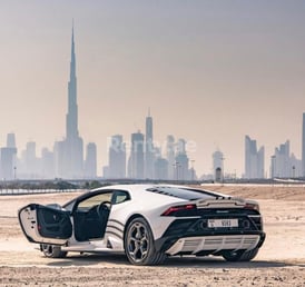 White Lamborghini Evo for rent in Dubai 0