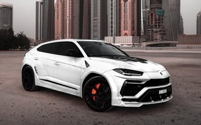 White Lamborghini Urus Novitec for rent in Abu-Dhabi