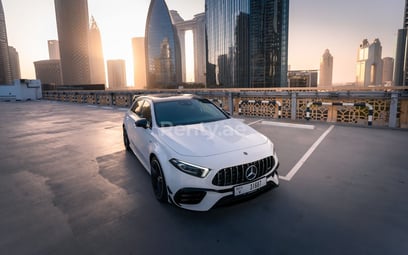 White Mercedes A45 AMG for rent in Dubai 3
