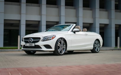 White Mercedes C300 cabrio for rent in Sharjah 6