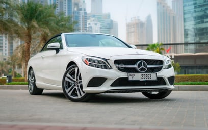 White Mercedes C300 cabrio for rent in Sharjah