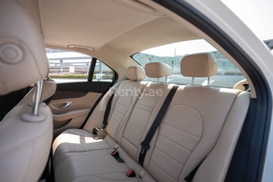 White Mercedes C300 for rent in Dubai 5