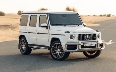 White Mercedes G63 AMG for rent in Sharjah