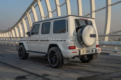 White Mercedes G63 AMG for rent in Dubai 2