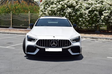 White Mercedes GT 63S AMG for rent in Dubai 2