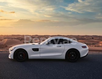 White Mercedes GTS for rent in Abu-Dhabi 2