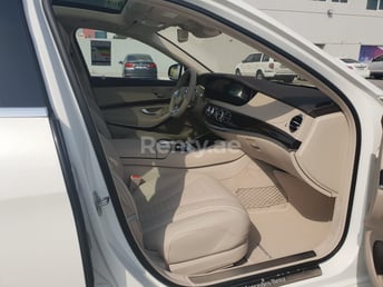 White Mercedes S Class for rent in Dubai 1