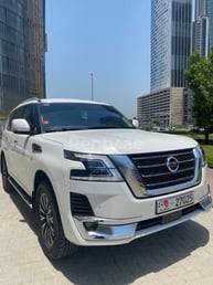 White Nissan Patrol for rent in Dubai 4