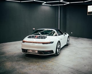 White Porsche 911 Targa for rent in Dubai 0