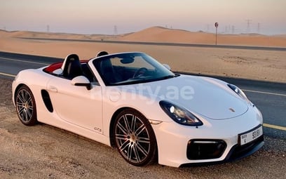 White Porsche Boxster GTS for rent in Dubai